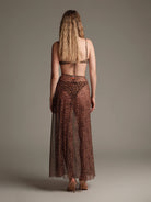 Animal print leopar uzun etek arkadan görünüm zarif kesim Made in Italy kumaş ile modern beachwear ve resortwear stil