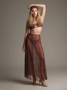 Leopar animal print maxi etek önden görünüm hafif ve akışkan Italian fabric ile iddialı ve şık beachwear resort stil