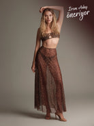 Leopar animal print maxi etek önden görünüm hafif ve akışkan Italian fabric ile iddialı ve şık beachwear resort stil