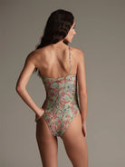Saint-Tropez lurex ışıltılı mayo arkadan görünüm zarif kesim Made in Italy kumaş ile premium beachwear ve resortwear stil