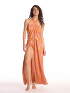 Zigzag uzun pareo önden bağlamalı görünüm hafif ve akışkan Italian fabric ile şık beachwear ve yazlık cover up stil